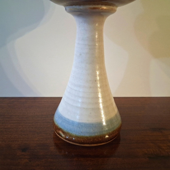 Signed Bonnie Staffel Pottery Chalice Goblet Wine Tropical Seascape Ocean Sunset - Picture 11 of 16